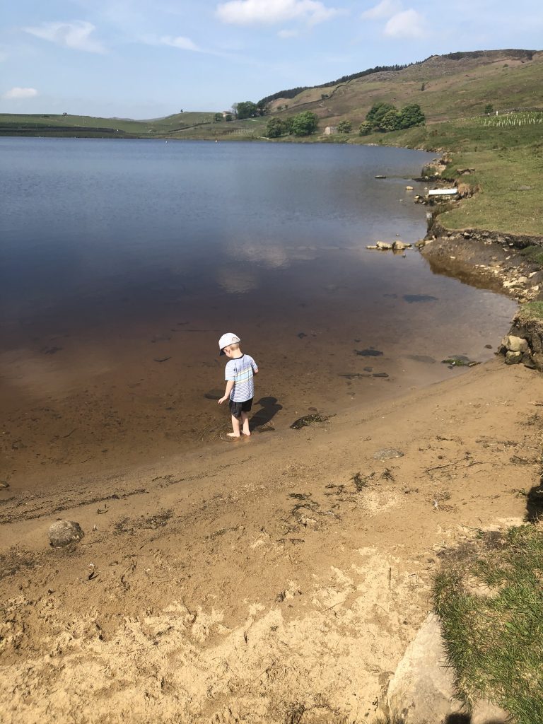 beach area to paddle in the reservoir