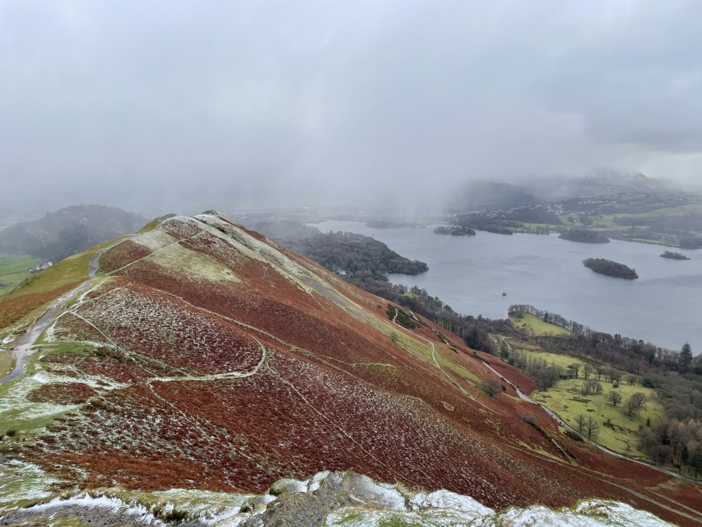 view from catbells over derwent water