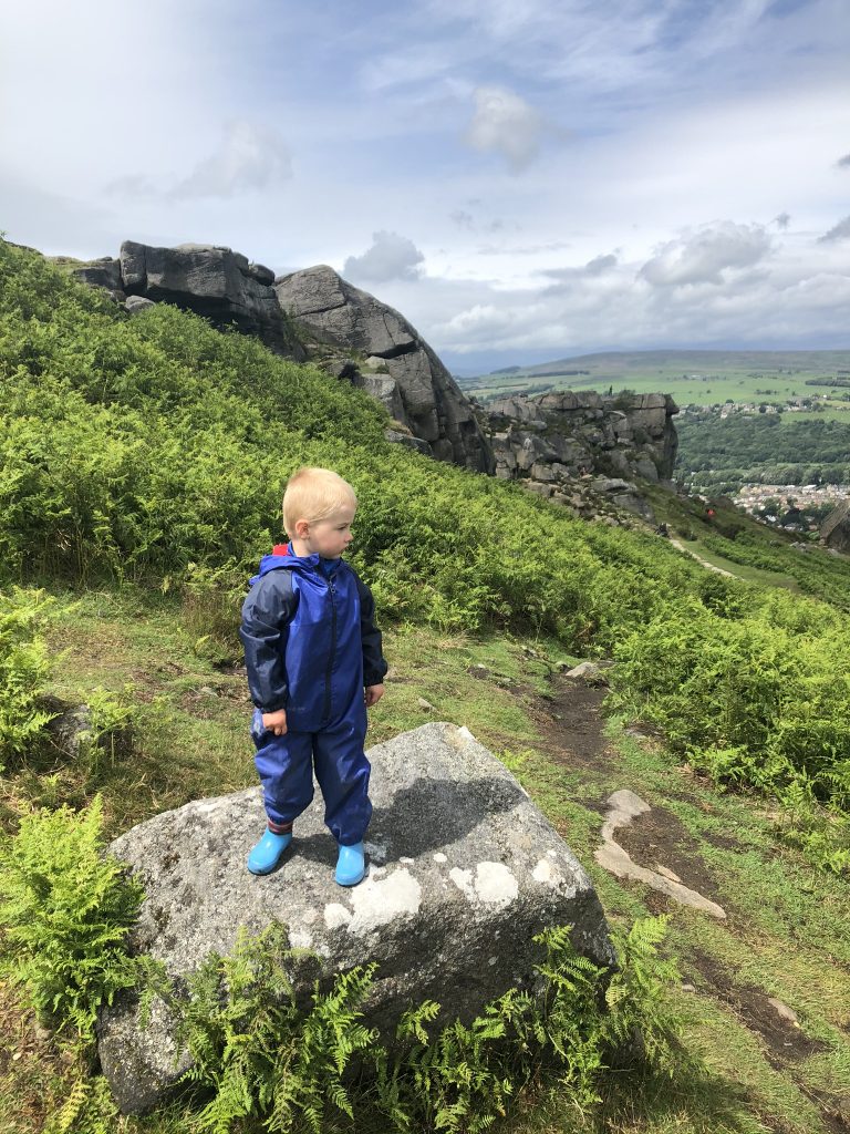 Enjoying the views at Cow and Calf, Ilkley