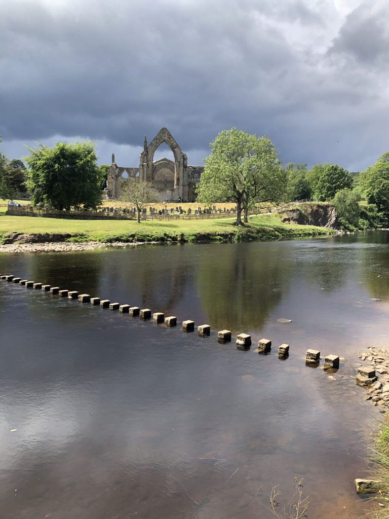 Bolton Abbey Priory and stepping stones