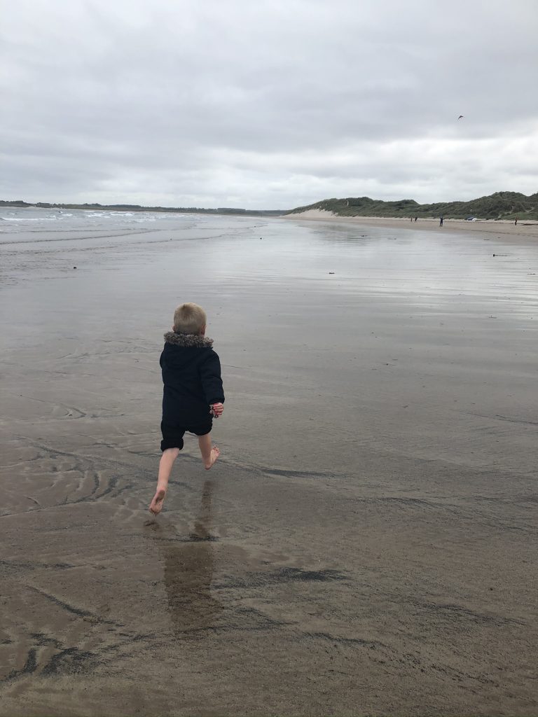 evening walks and paddles on beadnell bay beach