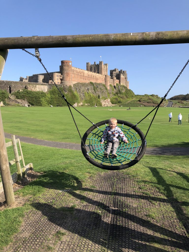 Bamburgh playground - view of the castle