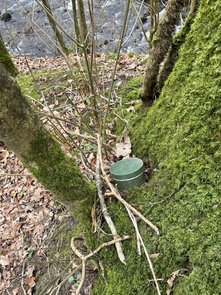 Geocache hiding in skipton woods