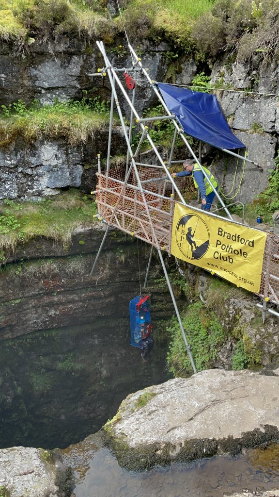 Boatswain chair down in to Gaping Gill
