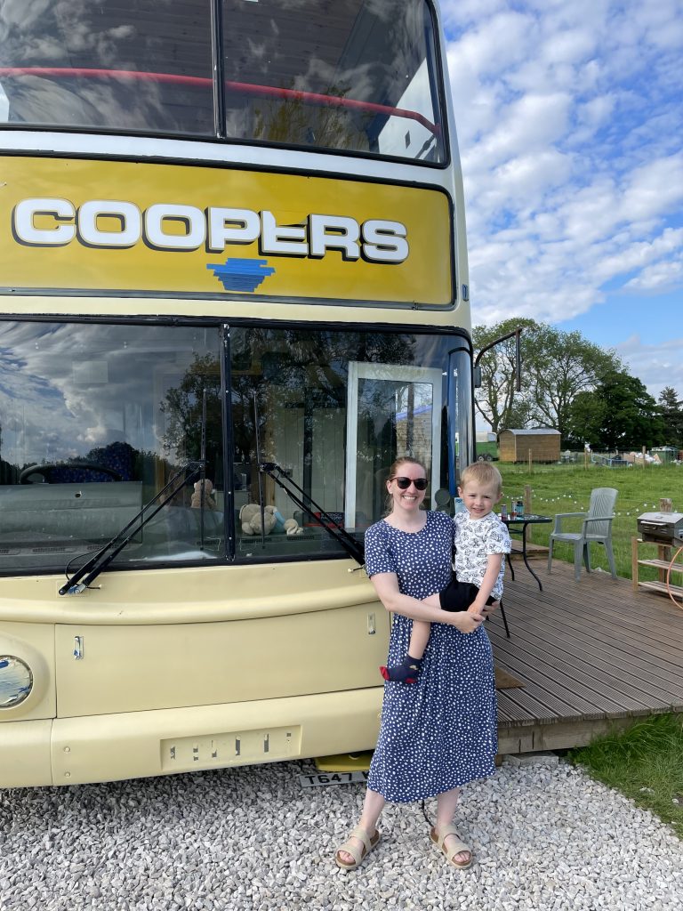 Glamping in Yorkshire on a double decker bus